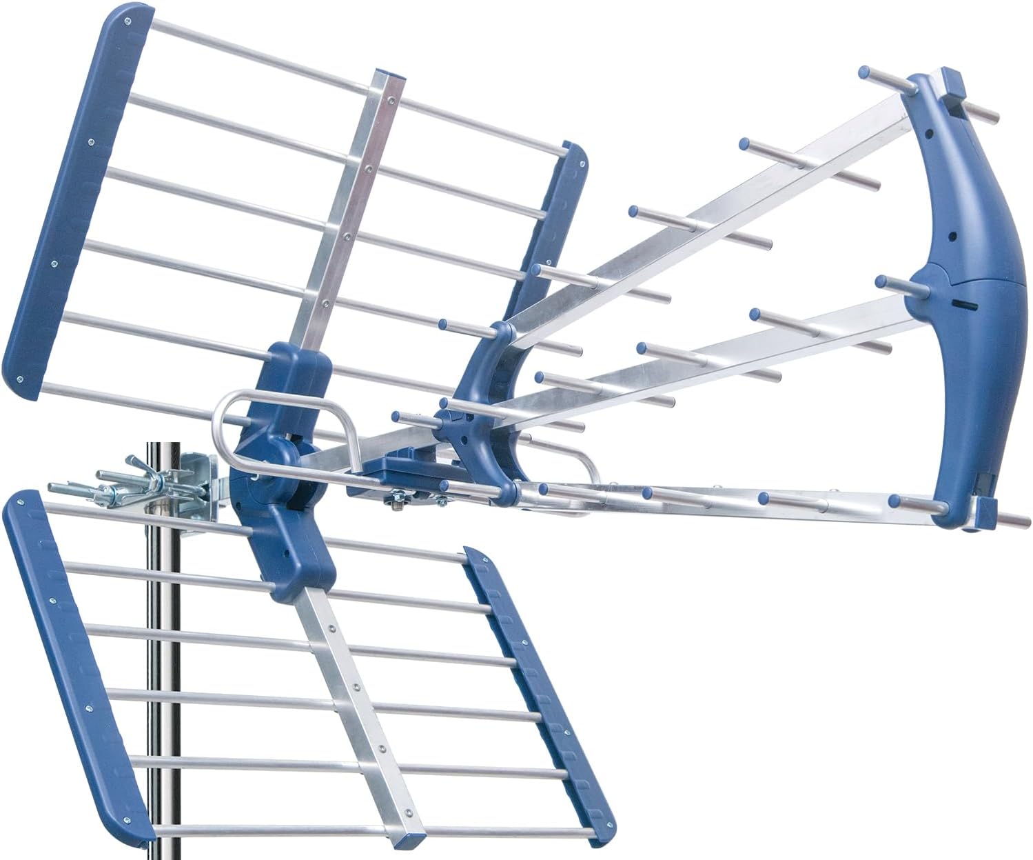 EDISION TALOS 13db Antenna TV tripla Digitale Terrestre UHF 21-48 esterno, con filtro 5G LTE, per Ricezione il segnale Digitale Terrestre DVB-T/T2, Frequenze 470-694Mhz, Lunghezza 78cm, LTE700, Blu 